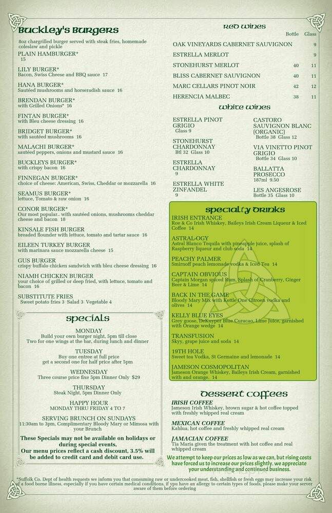Buckleys Inn Between - Hampton Bays, NY menu_pic
