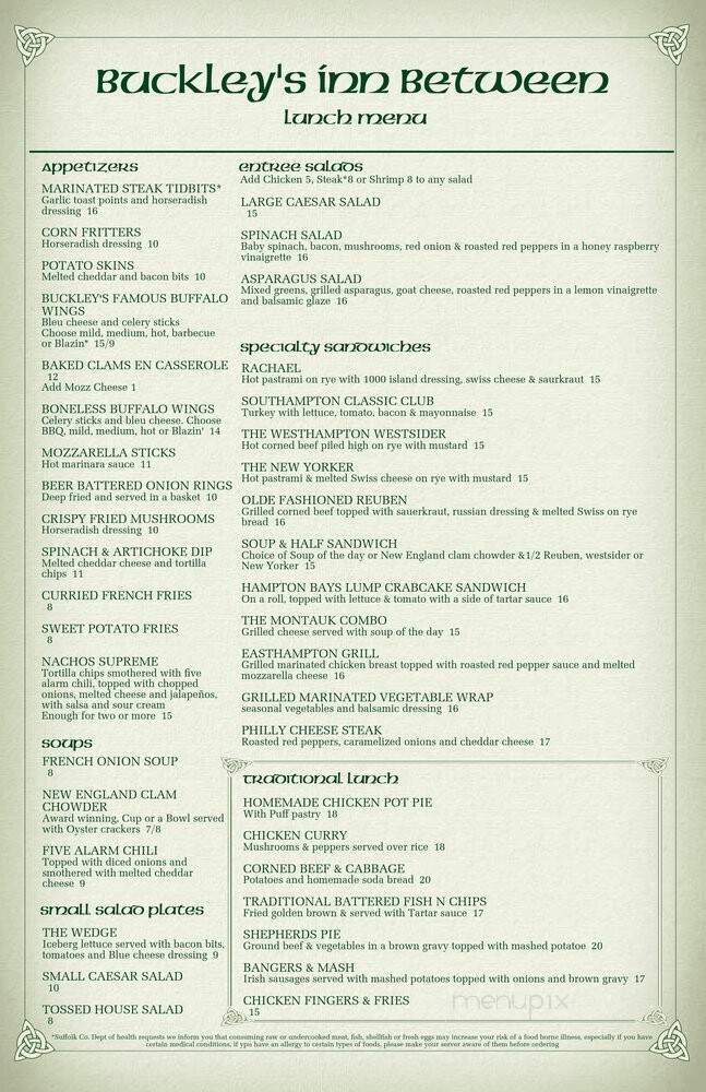 Buckleys Inn Between - Hampton Bays, NY menu_pic