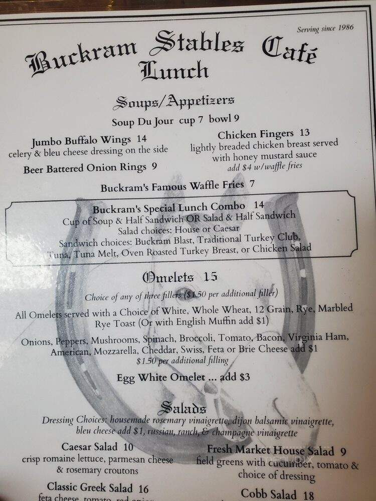 Buckram Stables Cafe - Locust Valley, NY menu_pic