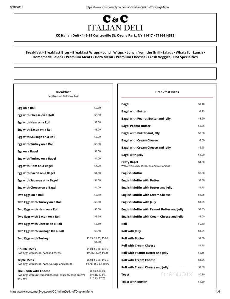 C & C Italian Deli - Ozone Park, NY menu_pic