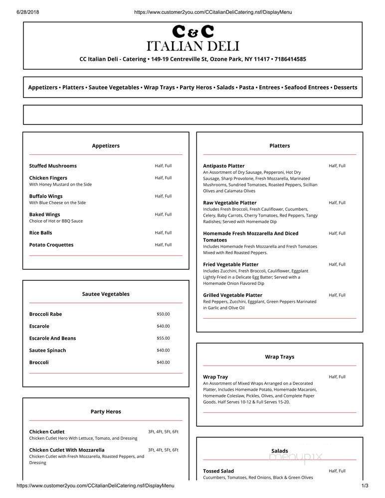C & C Italian Deli - Ozone Park, NY menu_pic