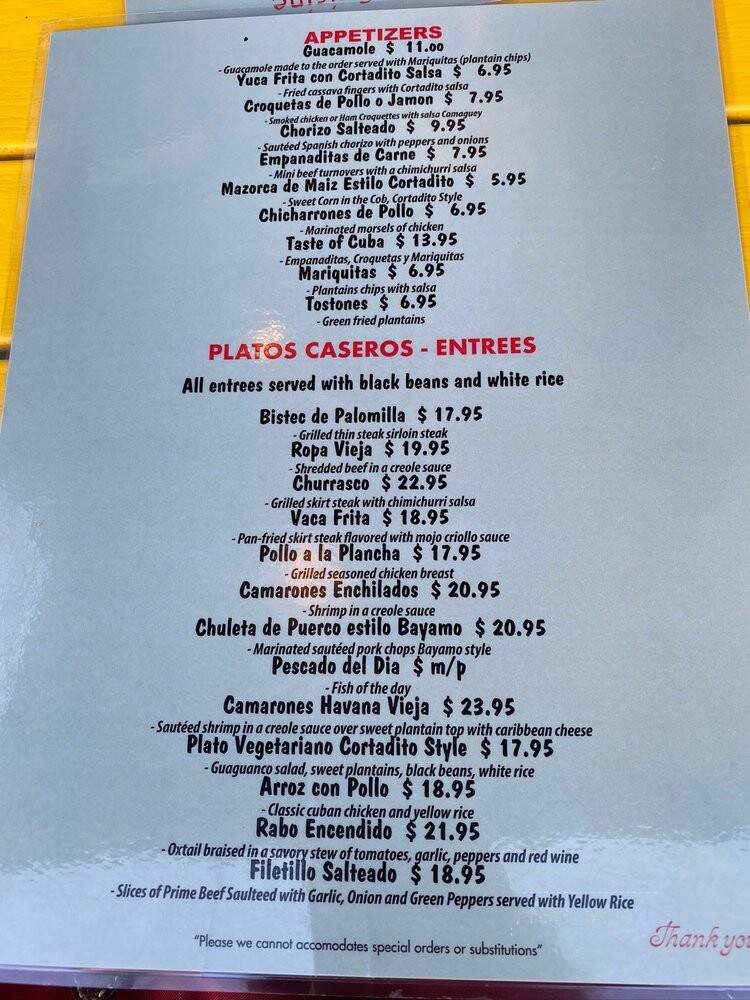 Cafe Cortadito - New York, NY menu_pic