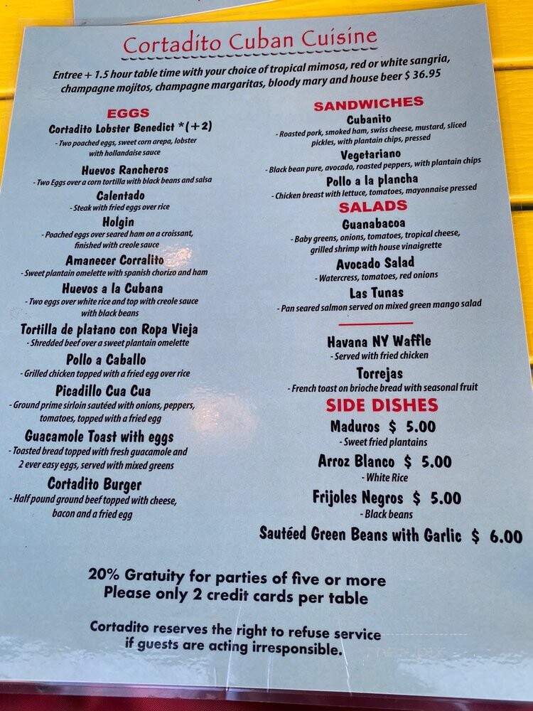 Cafe Cortadito - New York, NY menu_pic
