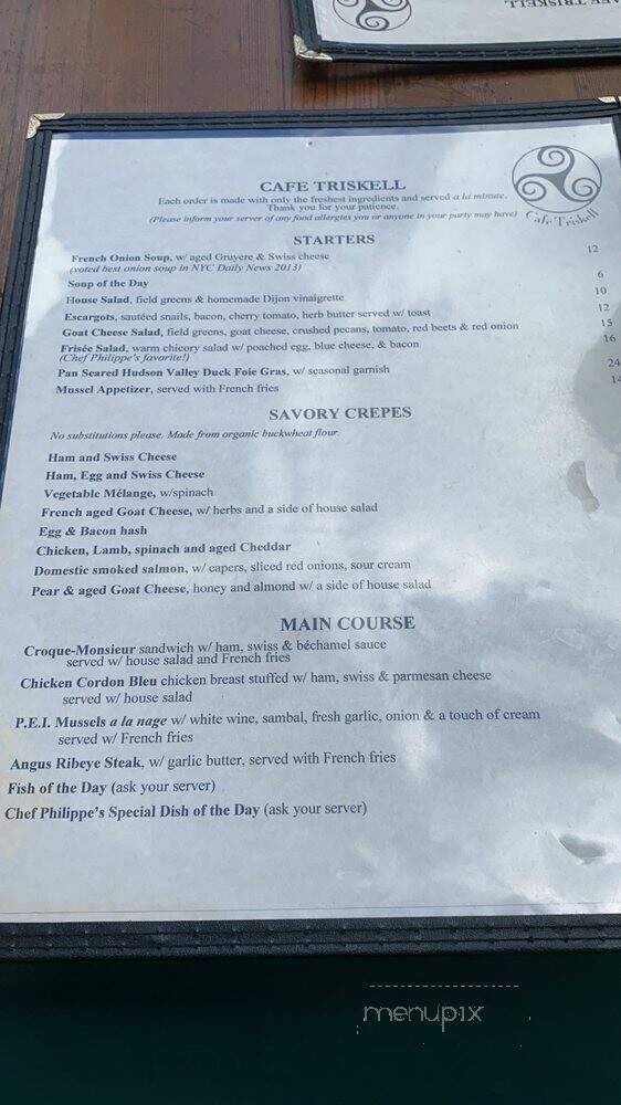 Cafe Triskell - Astoria, NY menu_pic
