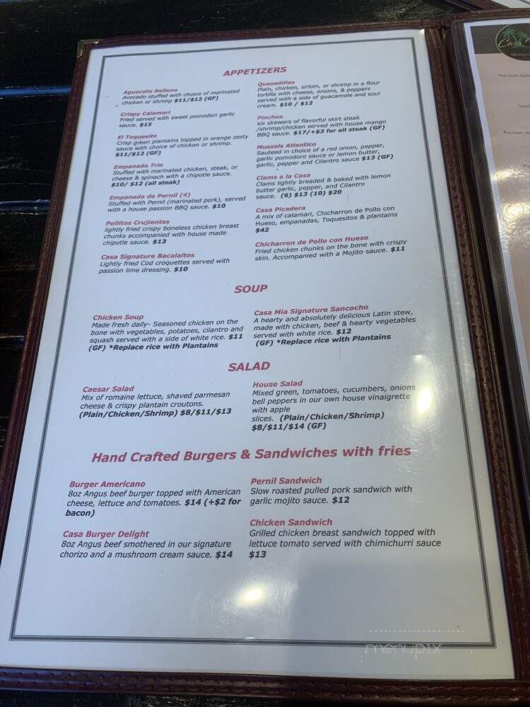Casa Mia Restaurant - Middletown, NY menu_pic