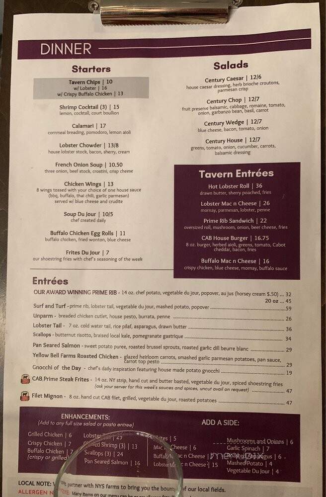 Century House Restaurant - Latham, NY menu_pic