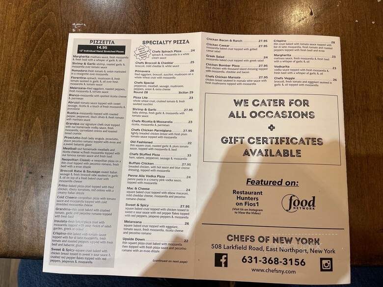 Chef's New York - East Northport, NY menu_pic