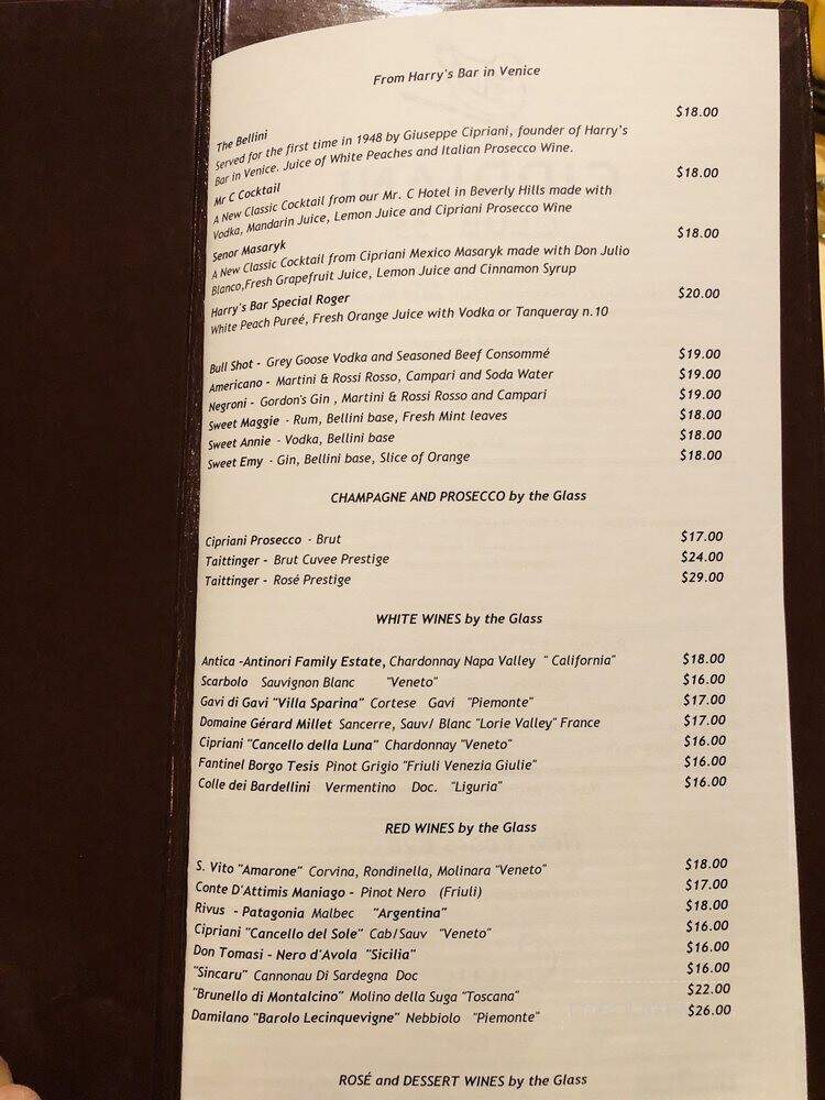 Cipriani Wall Street - New York, NY menu_pic