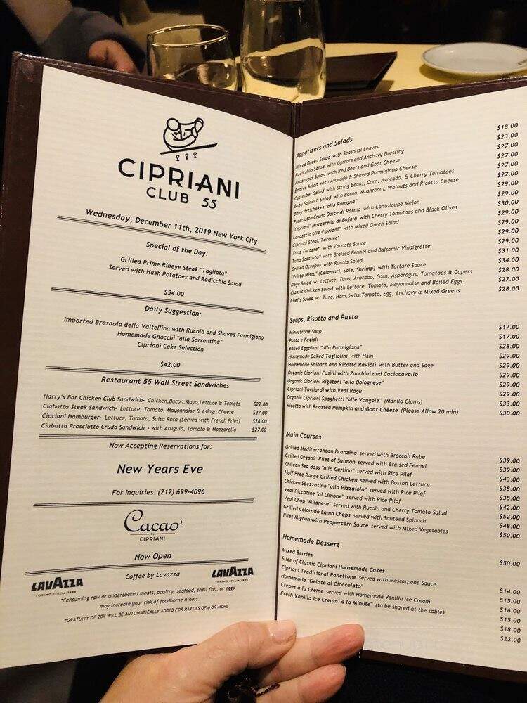 Cipriani Wall Street - New York, NY menu_pic