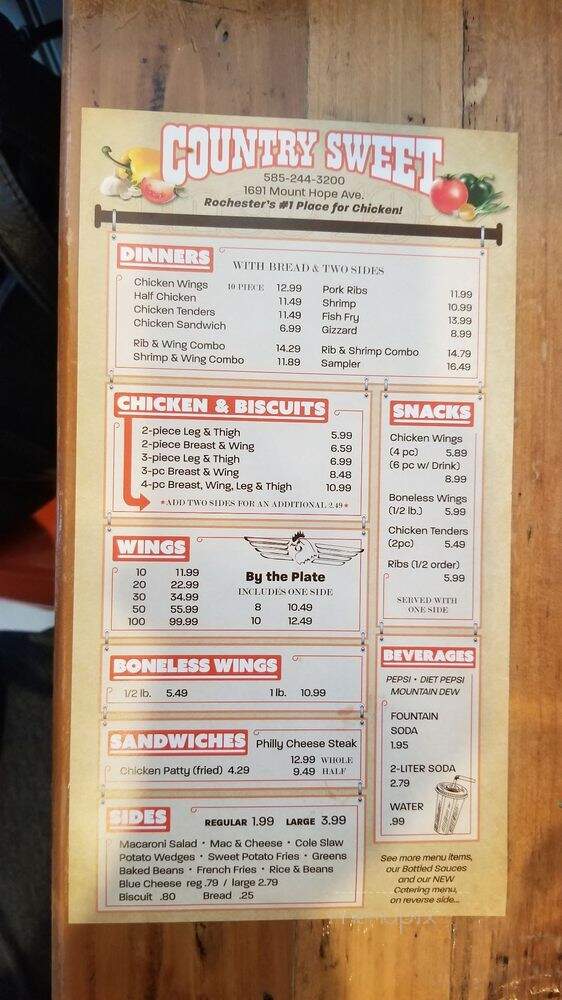 Country Sweet Chicken & Ribs - Rochester, NY menu_pic