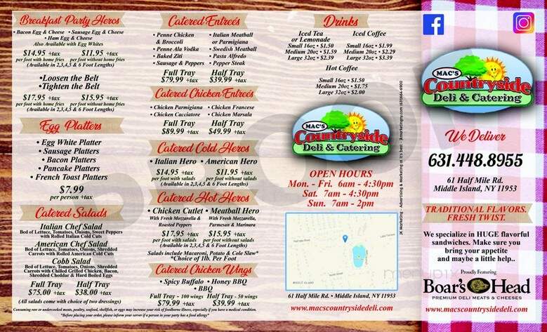 Mac's Countryside Deli & Caterers - Middle Island, NY menu_pic