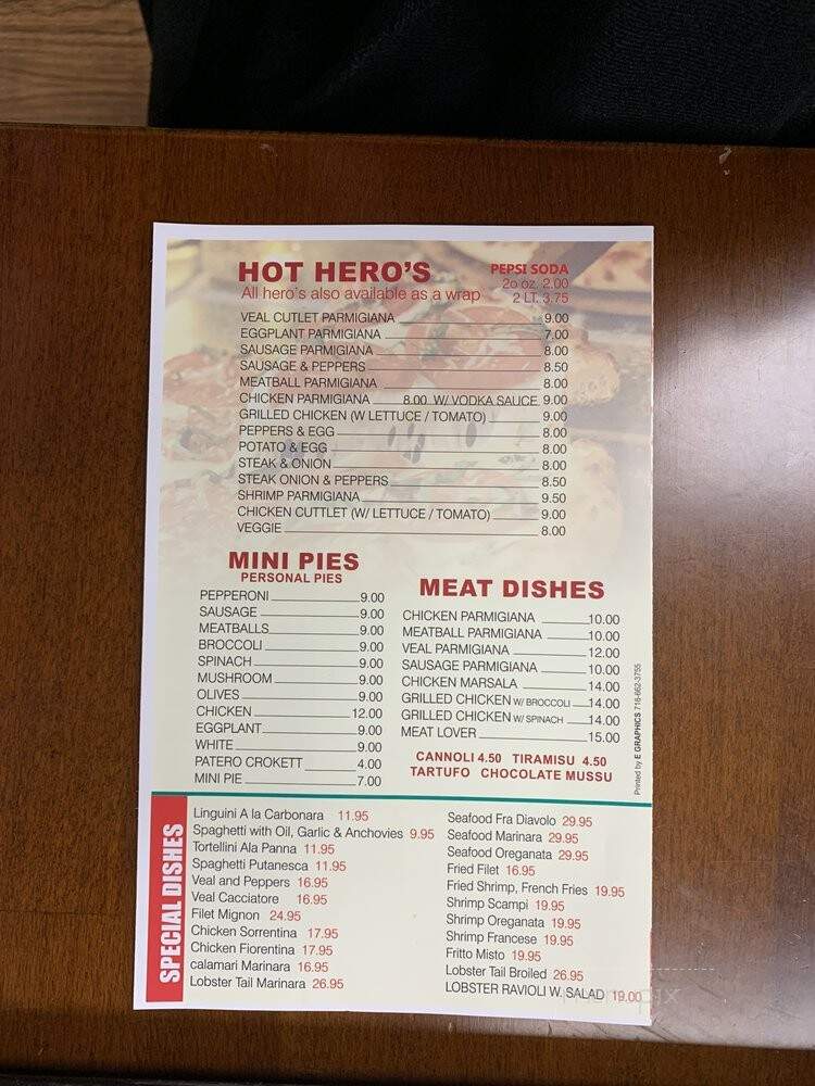 Cozzi Pizza - Brooklyn, NY menu_pic
