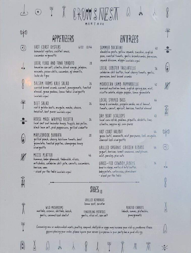 Crows Nest Restaurant - Montauk, NY menu_pic