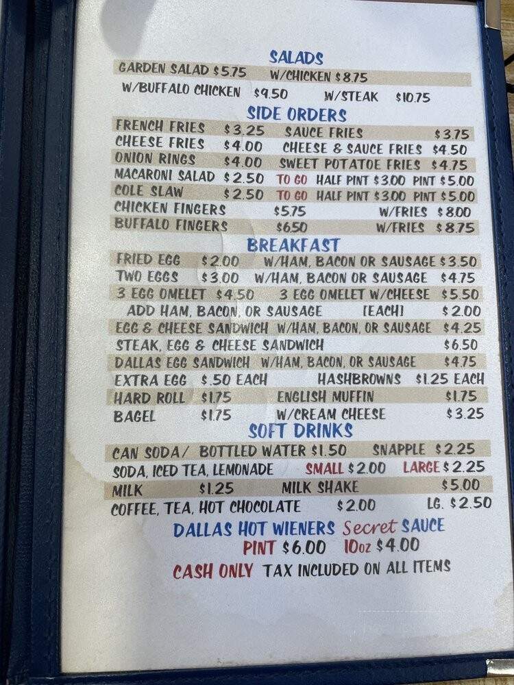 Dallas Hot Weiners - Saugerties, NY menu_pic