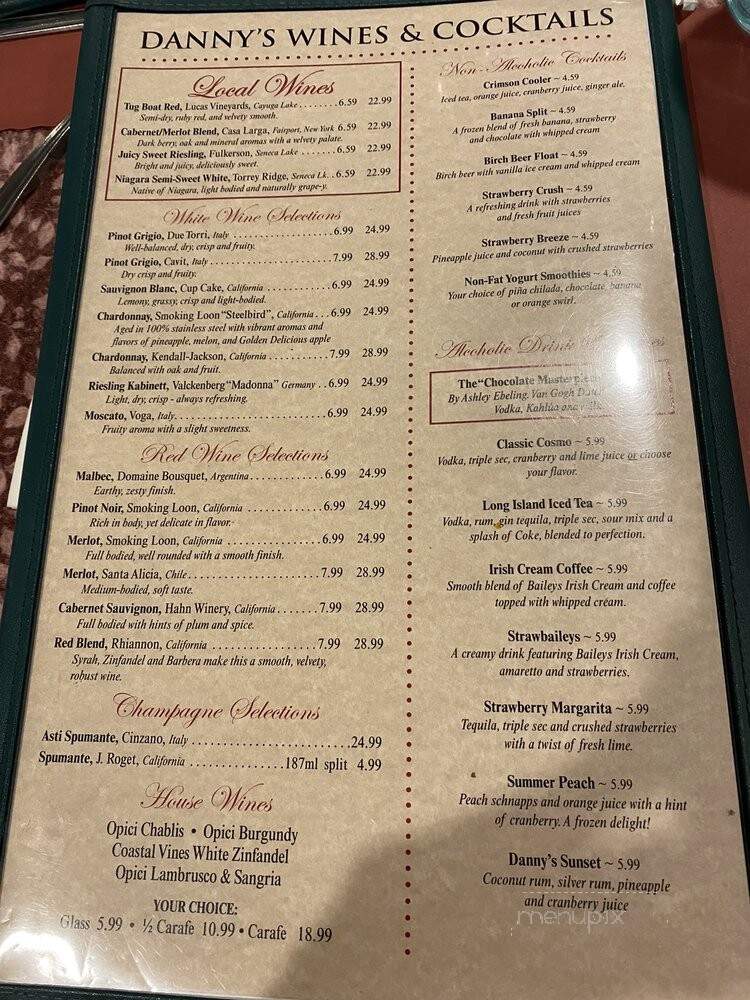 Danny's Restaurant - Buffalo, NY menu_pic