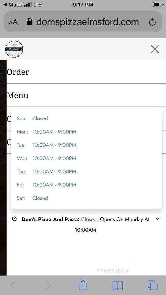 Dom's Pizza & Pasta House - Elmsford, NY menu_pic
