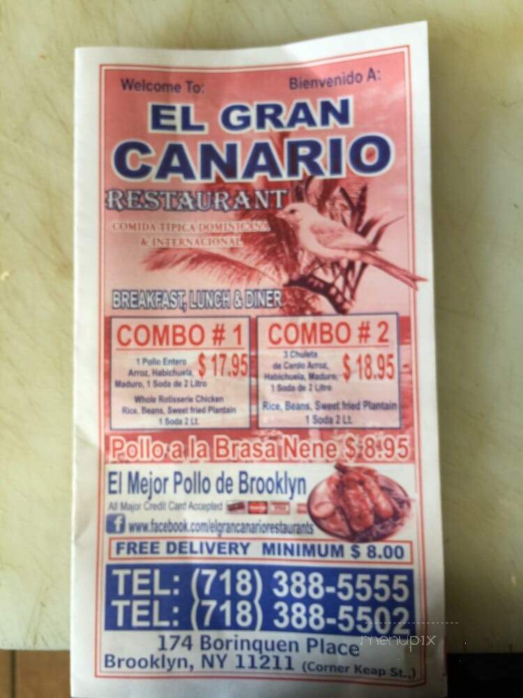 El Canario Restaurant - Brooklyn, NY menu_pic