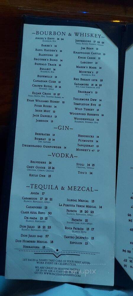 Faces & Names - New York, NY menu_pic