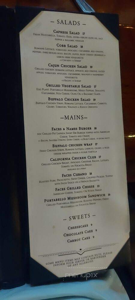 Faces & Names - New York, NY menu_pic