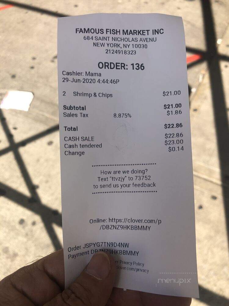 Famous Fish Market - New York, NY menu_pic