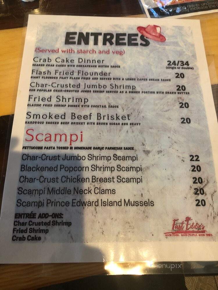 Fast Eddie's Bar & Grill - Rochester, NY menu_pic