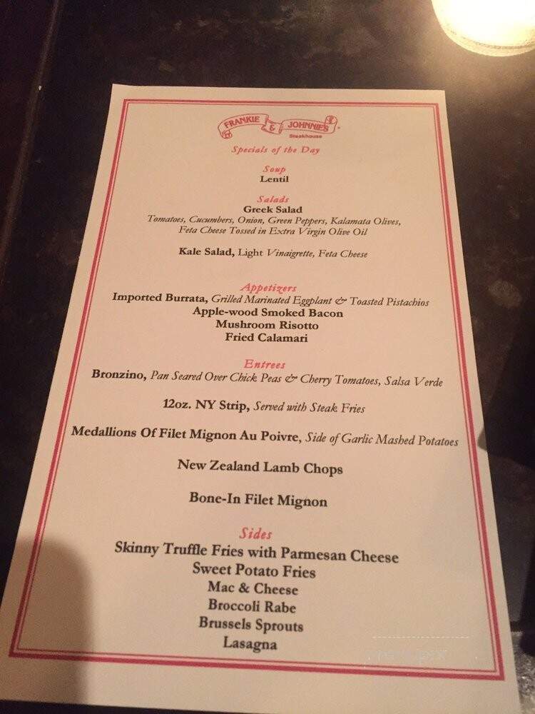 Frankie & Johnnie's - Rye, NY menu_pic