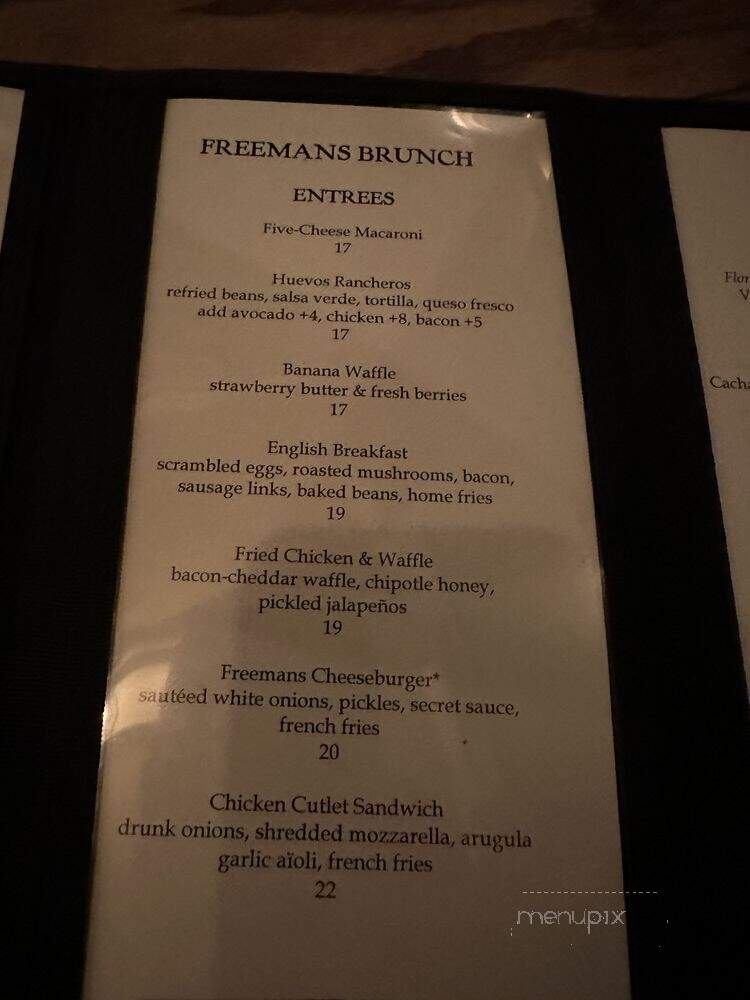 Freemans - New York, NY menu_pic