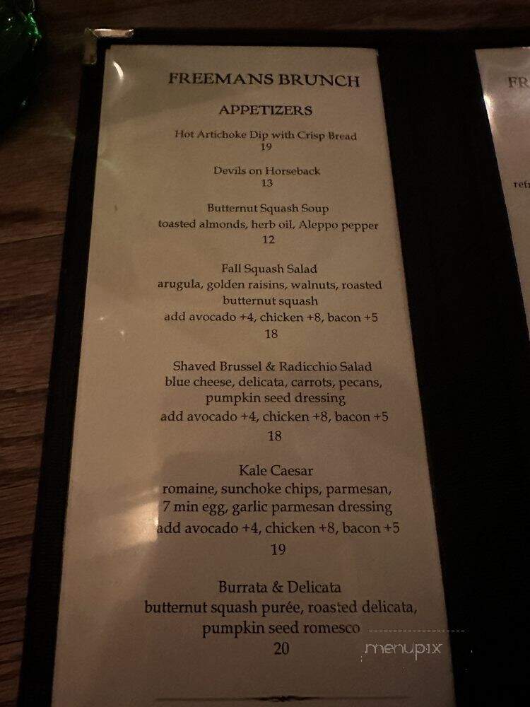 Freemans - New York, NY menu_pic