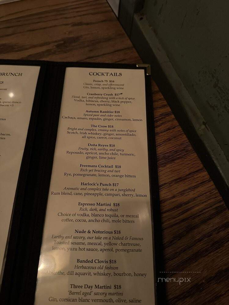 Freemans - New York, NY menu_pic
