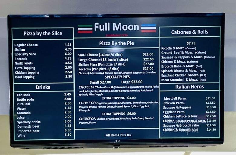 Full Moon Pizzeria & Restaurant - Bronx, NY menu_pic