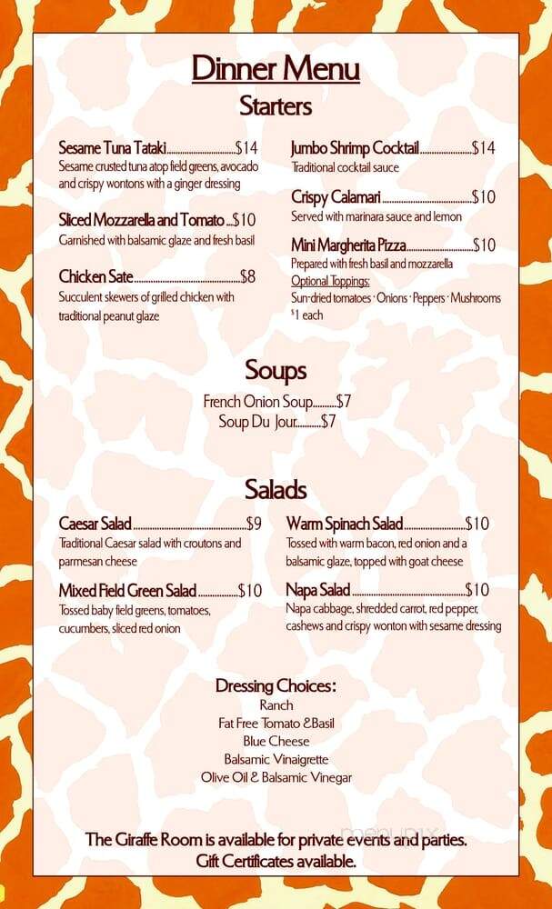 Giraffe Room - Great Neck, NY menu_pic