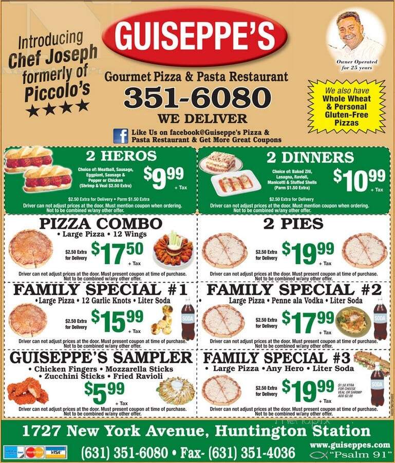 Guiseppe's Pizza - Huntington Station, NY menu_pic