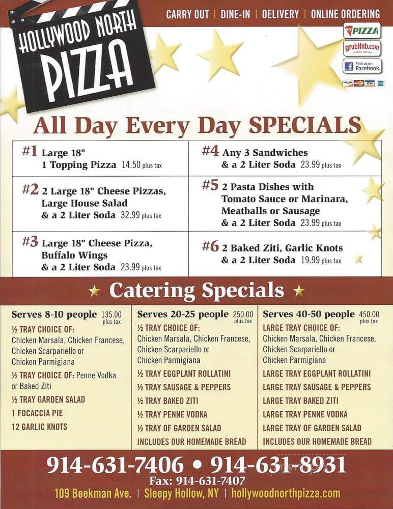 Hollywood North Pizza & Pasta - Sleepy Hollow, NY menu_pic