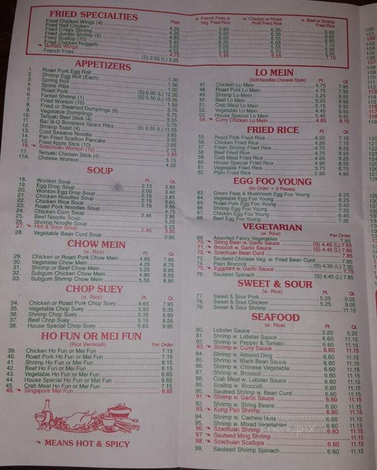 Hong Kong Restaurant - New Rochelle, NY menu_pic