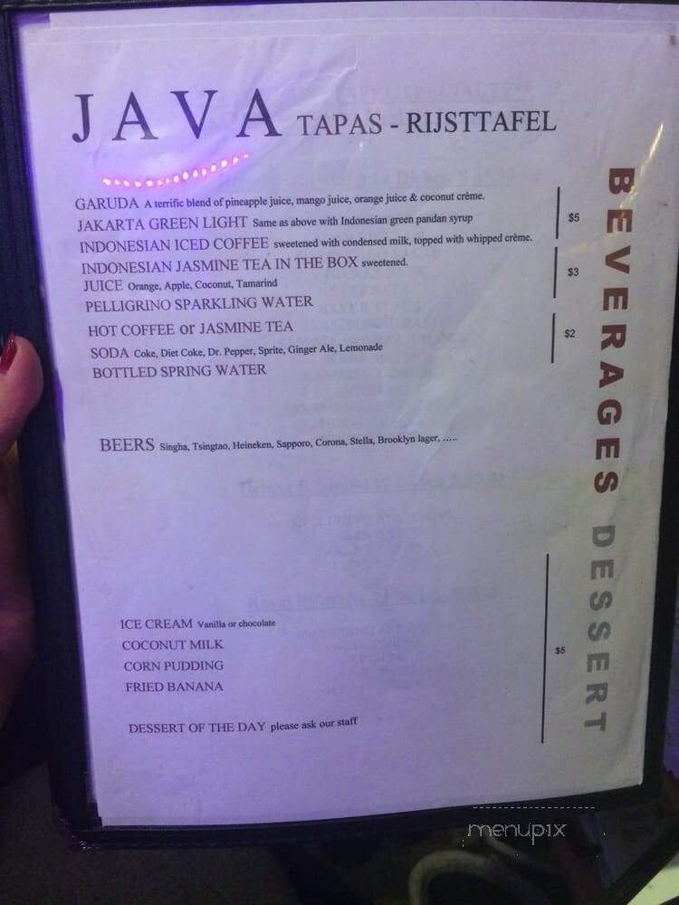 Java Indonesian Rijsttafel - Brooklyn, NY menu_pic