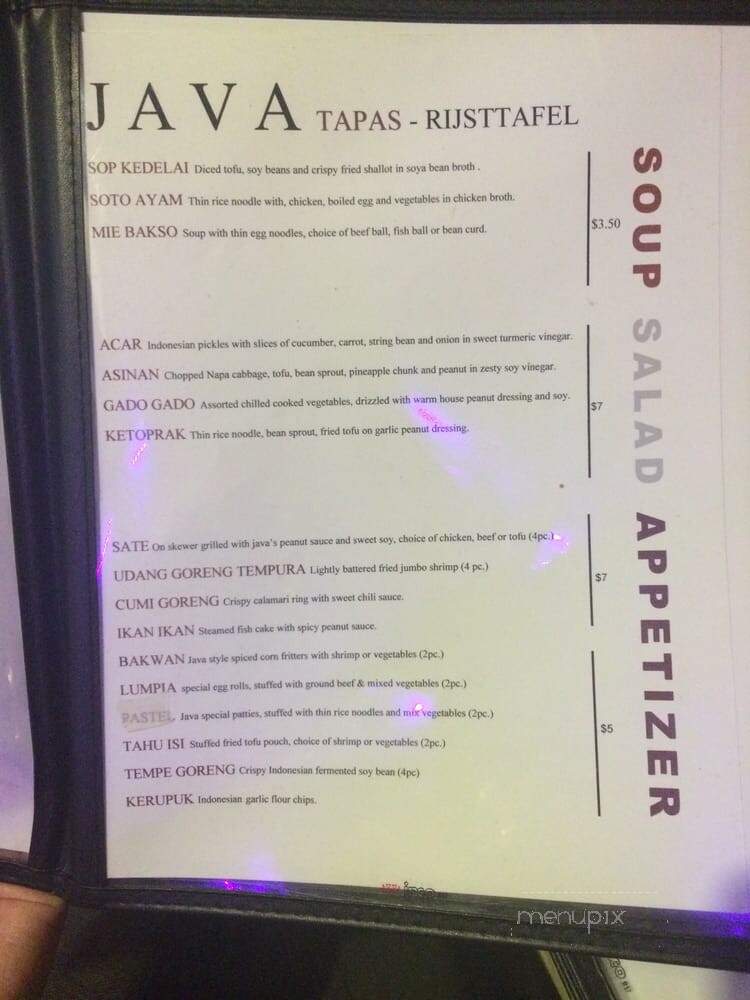Java Indonesian Rijsttafel - Brooklyn, NY menu_pic