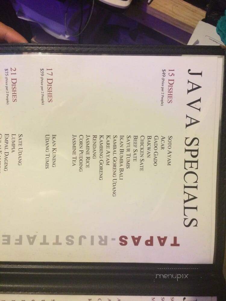 Java Indonesian Rijsttafel - Brooklyn, NY menu_pic