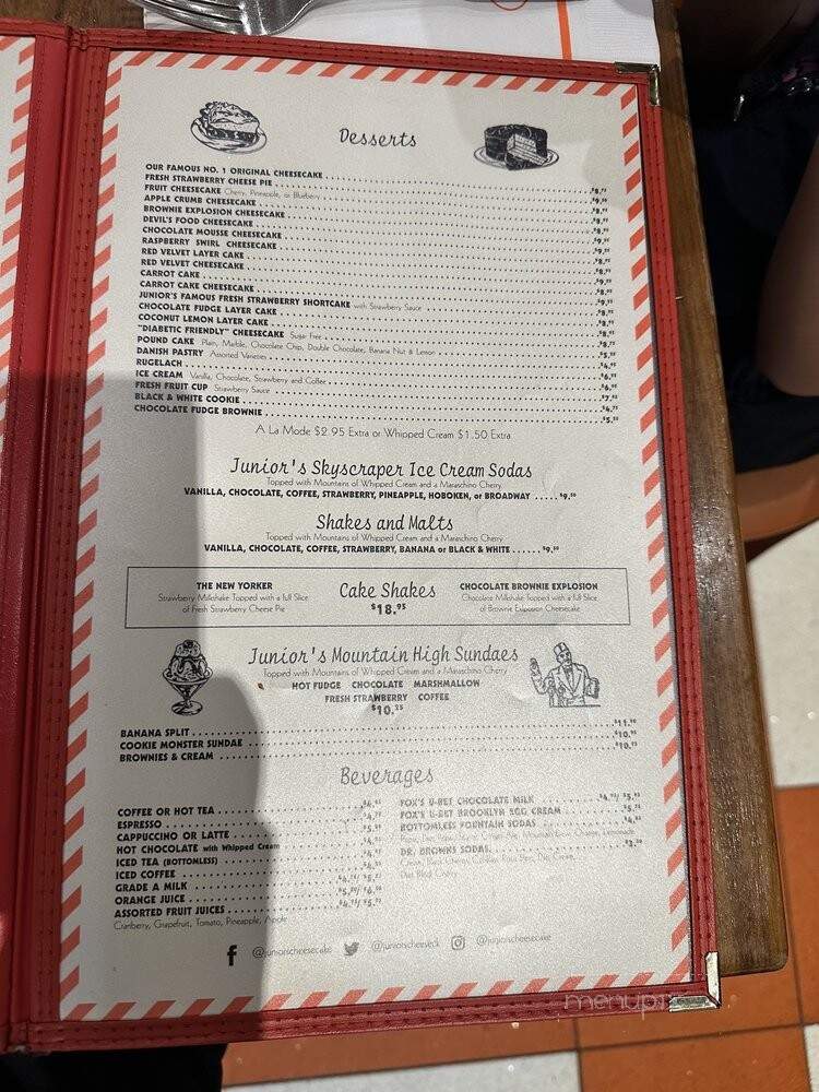 Junior's Restaurant - New York, NY menu_pic