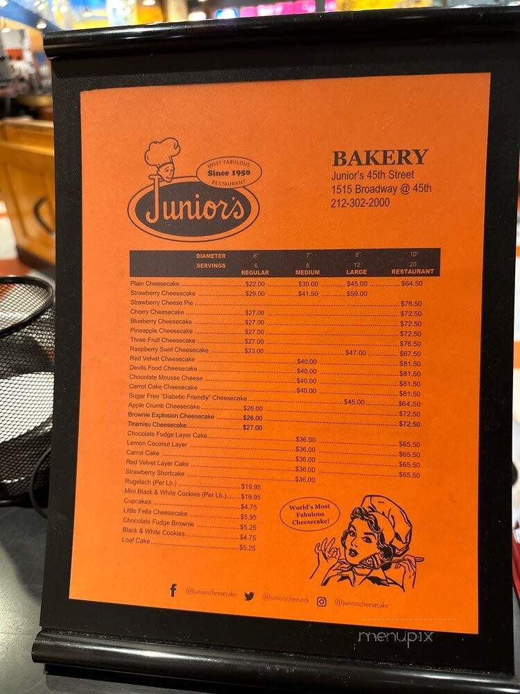 Junior's Restaurant - New York, NY menu_pic