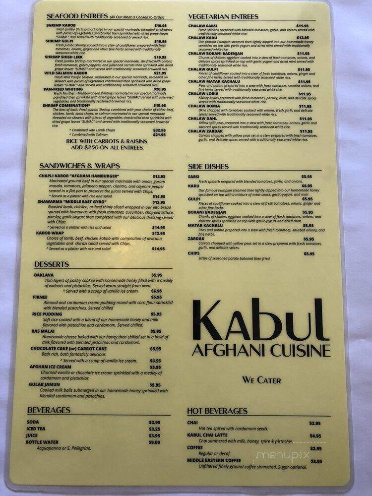 Kabul Restaurant Afghan - Huntington, NY menu_pic