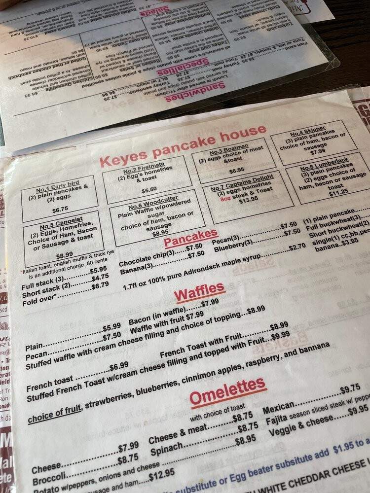 Keyes' Pancake House - Old Forge, NY menu_pic