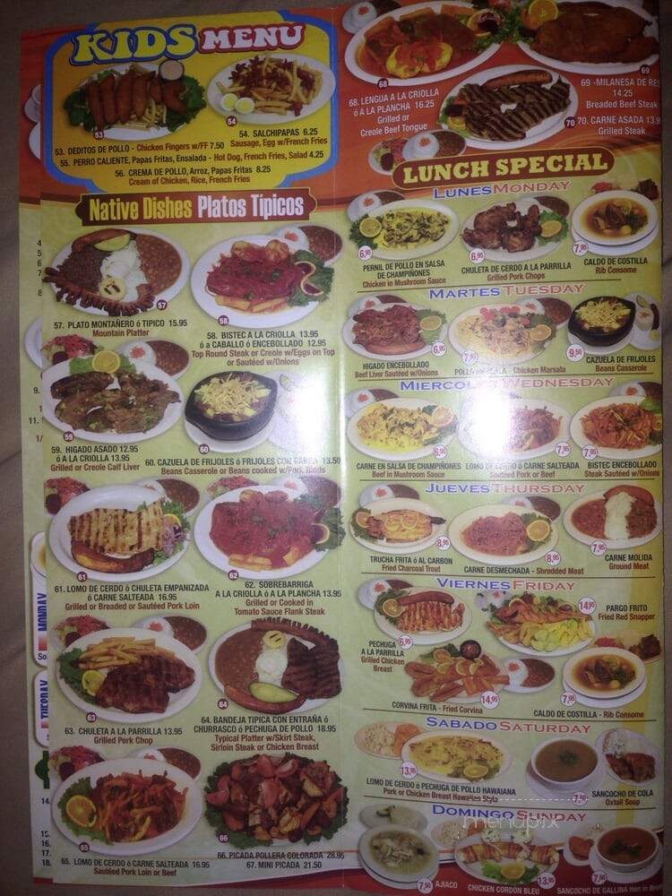 La Pollera Colorada II - Jackson Heights, NY menu_pic