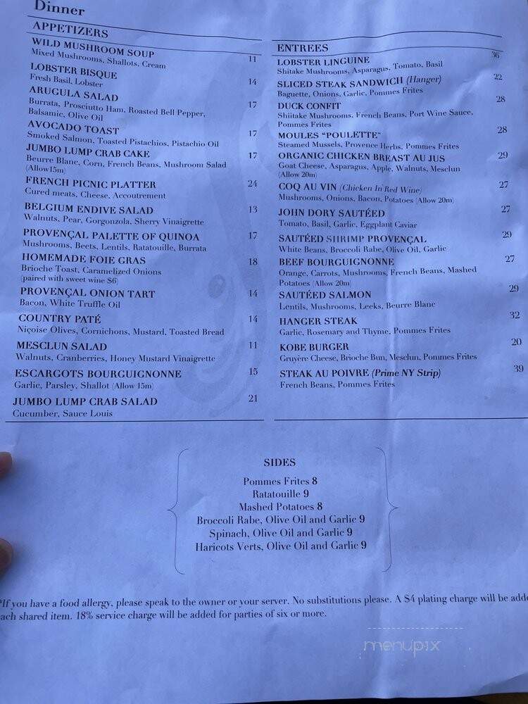 Le Provencal Restaurant - Mamaroneck, NY menu_pic