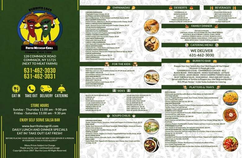 Burrito Loco Fresh Mexican Grill - Commack, NY menu_pic