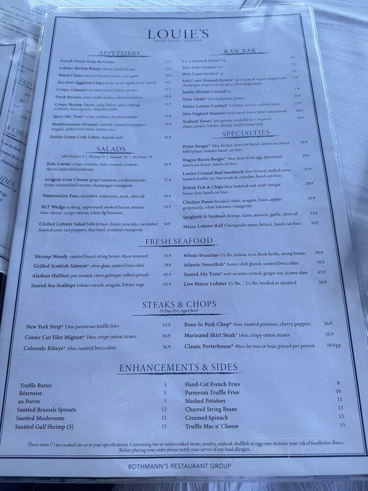 Louie's Oyster Bar & Grill - Port Washington, NY menu_pic