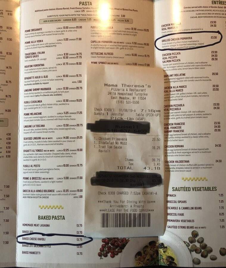 Mama Theresa's Pizzeria - East Meadow, NY menu_pic
