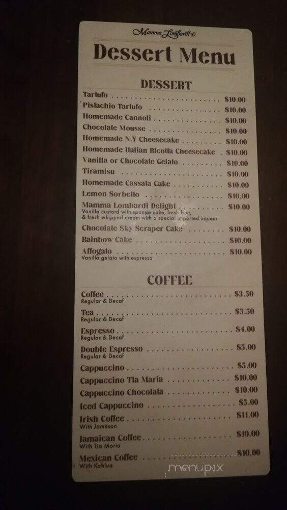 Mamma Lombardi's Restaurant - Holbrook, NY menu_pic