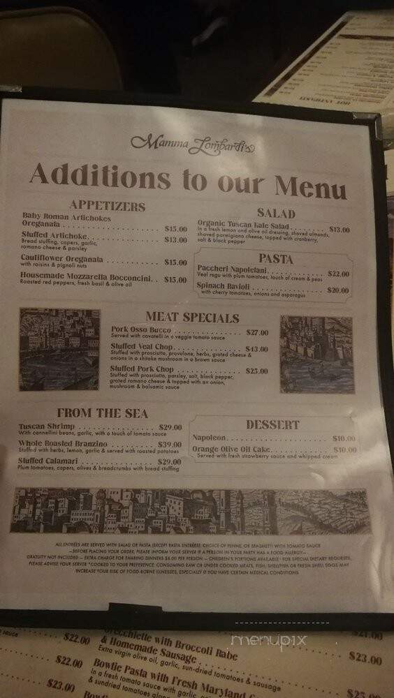 Mamma Lombardi's Restaurant - Holbrook, NY menu_pic