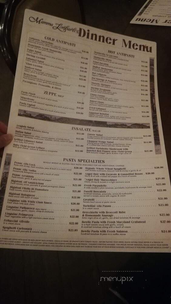 Mamma Lombardi's Restaurant - Holbrook, NY menu_pic
