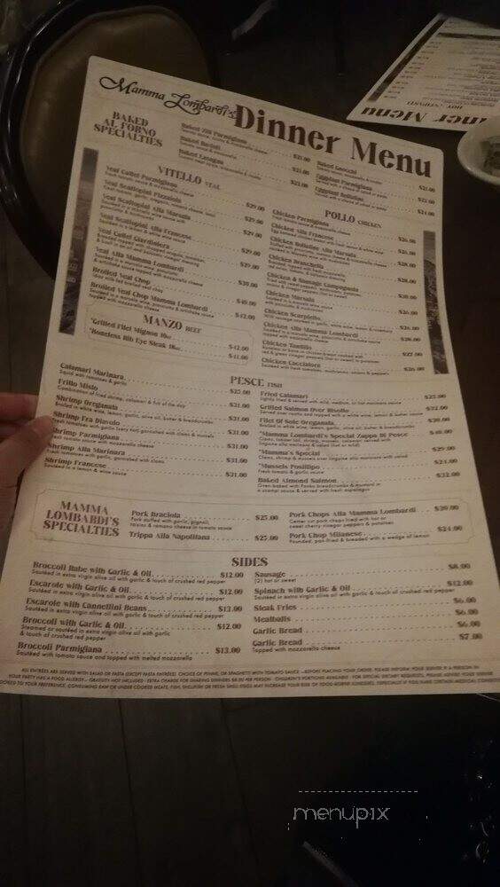 Mamma Lombardi's Restaurant - Holbrook, NY menu_pic